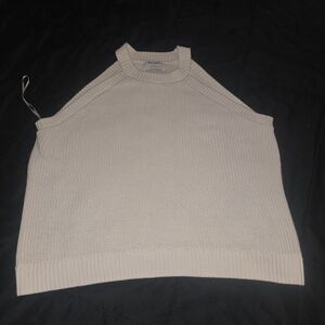Old Navy White Knit Sweater Thick Sleeveless Classic Look Sz xl